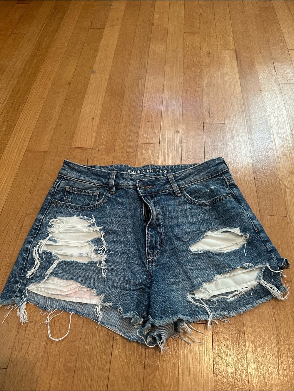 American Eagle Outfitters Ripped Dark Blue Denim Cutoff Shorts